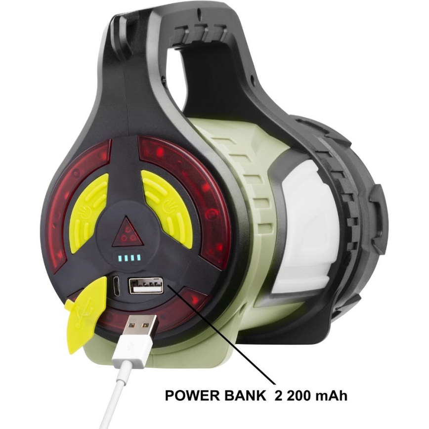 Dimmbare, aufladbare Outdoor-LED-Taschenlampe mit Powerbank LED/21W/4400mAh IP44