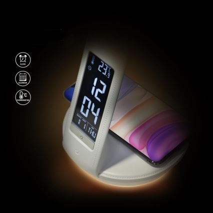 Dimmbare LED-Tischleuchte mit kabelloser Qi-Aufladung 5W und Anzeige LED/6W/230V 3000/4000/6000K weiß