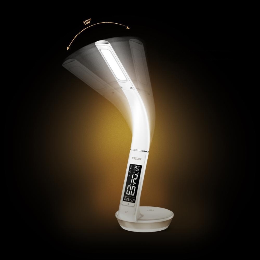 Dimmbare LED-Tischleuchte mit kabelloser Qi-Aufladung 5W und Anzeige LED/6W/230V 3000/4000/6000K weiß