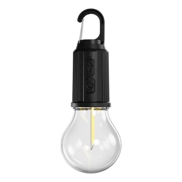 Retlux - dimmbare, wiederaufladbare LED-Taschenlampe LED/0,3W/USB 400 mAh IP44 schwarz