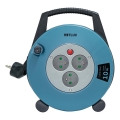 Retlux - Kabeltrommel mit 3-fach-Steckdose, Typ E, 10 m, blau/schwarz