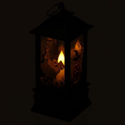 LED-Dekoration HALLOWEEN LED/3xAAA/warmweiβ Laterne mit Kürbissen