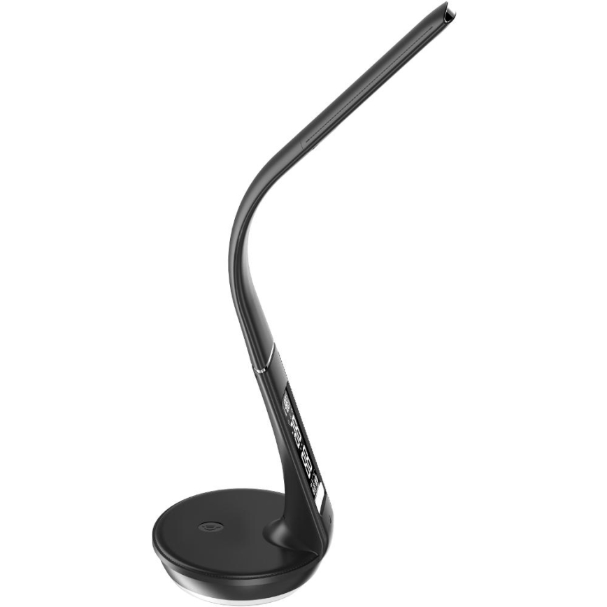 LED dimmbare Tischlampe mit kabelloser Qi-Ladestation 5W und Display LED/6W/230V/1xCR2032 3000/4000/6000K schwarz