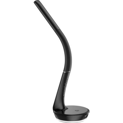 LED dimmbare Tischlampe mit kabelloser Qi-Ladestation 5W und Display LED/6W/230V/1xCR2032 3000/4000/6000K schwarz