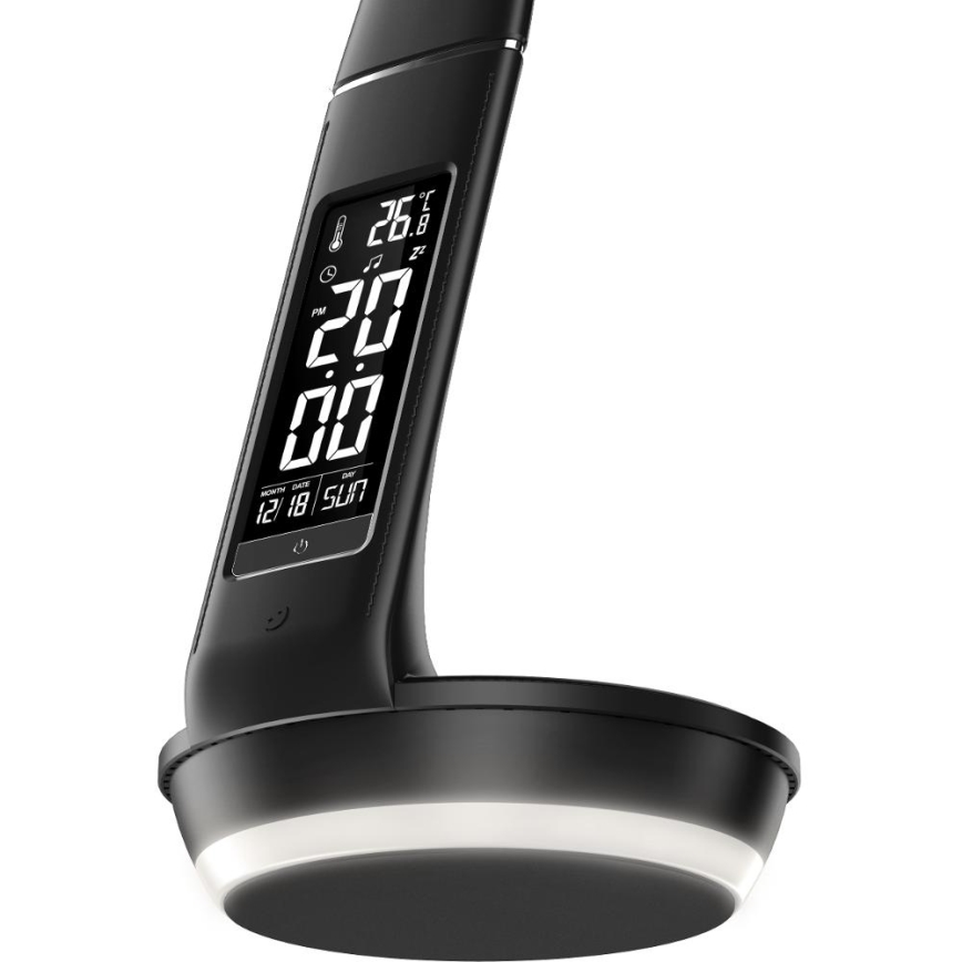 LED dimmbare Tischlampe mit kabelloser Qi-Ladestation 5W und Display LED/6W/230V/1xCR2032 3000/4000/6000K schwarz