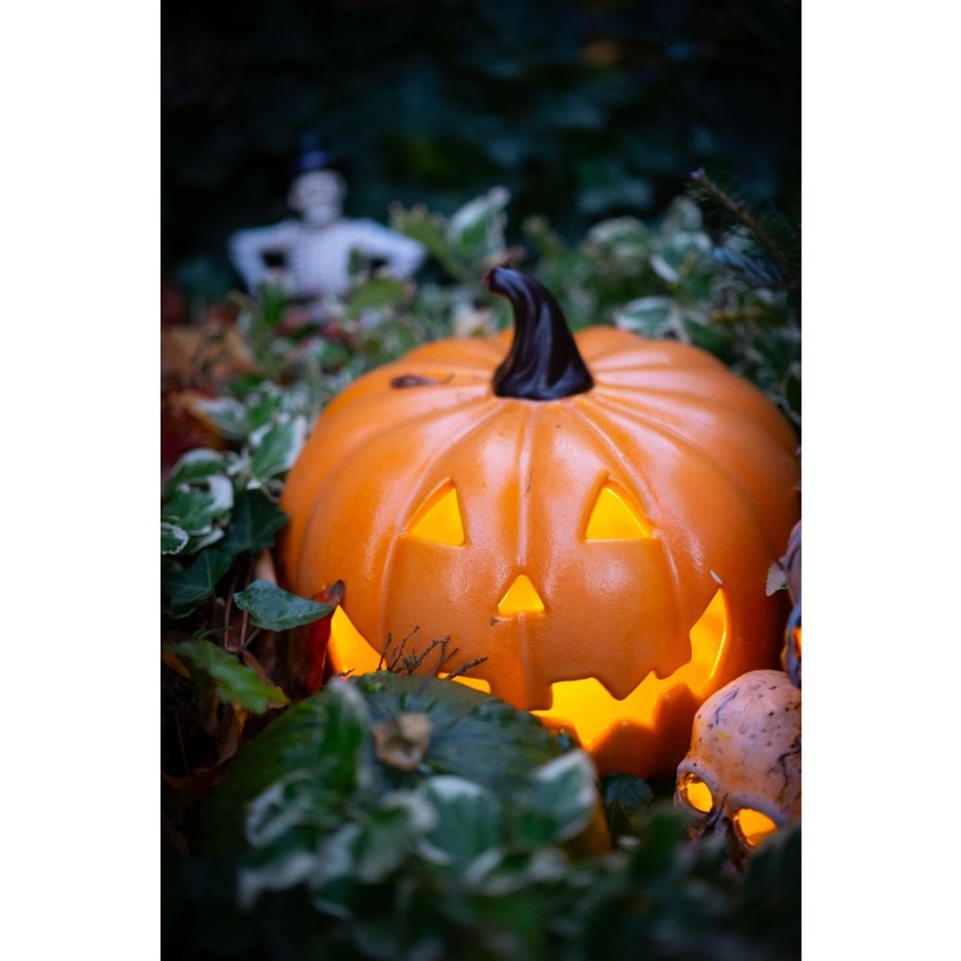 LED-Keramik-Kürbis HALLOWEEN LED/3xLR44/warmweiβ