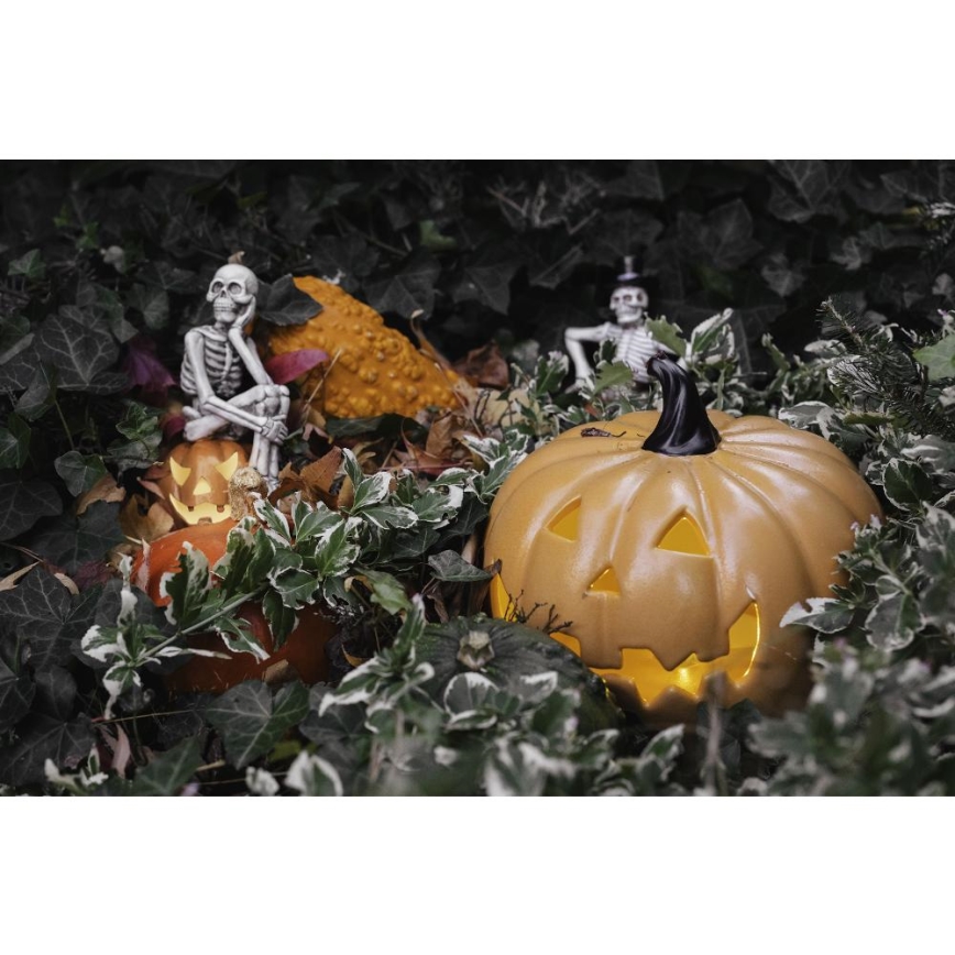 LED-Keramik-Kürbis HALLOWEEN LED/3xLR44/warmweiβ