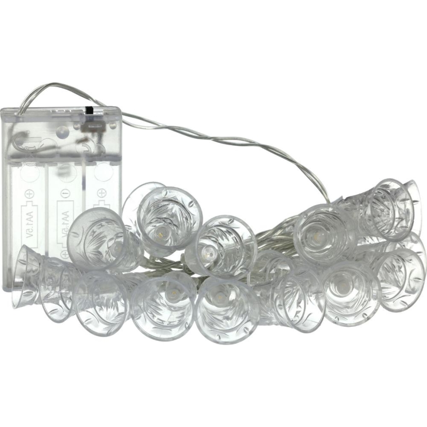 LED-Lichterkette mit 20 LEDs, batteriebetrieben (3× AA), warmweiß, 2,2 m, Glöckchen