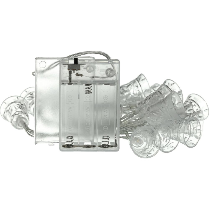 LED-Lichterkette mit 20 LEDs, batteriebetrieben (3× AA), warmweiß, 2,2 m, Glöckchen
