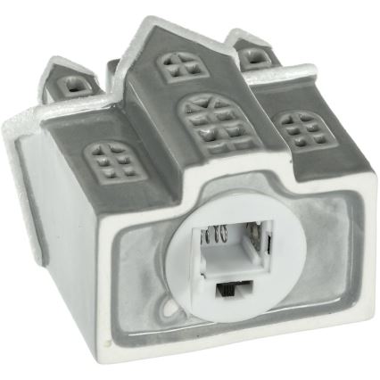 LED-Porzellan-Dekoration LED/2xLR44/warmweiβ Haus grau