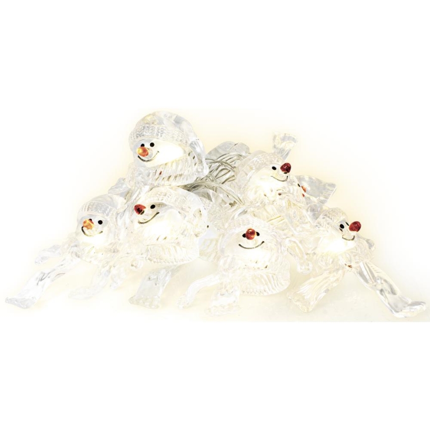 LED Weihnachts-Lichterkette 10xLED/2xAA/warmweiß 1,65m Schneemänner