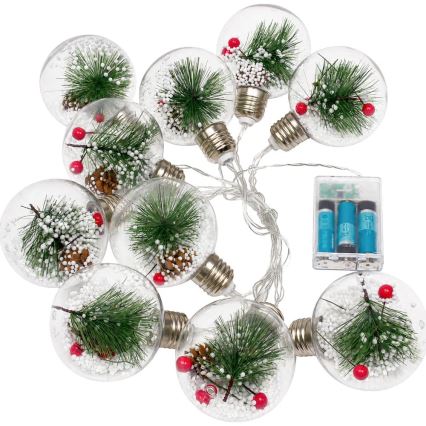 LED-Lichterkette 10xLED/3xAAA/warmweiß 2,1m Kugeln