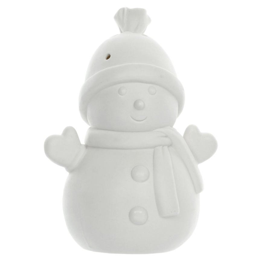 LED-Weihnachtsdekoration aus Porzellan LED/3xLR44 Schneemann