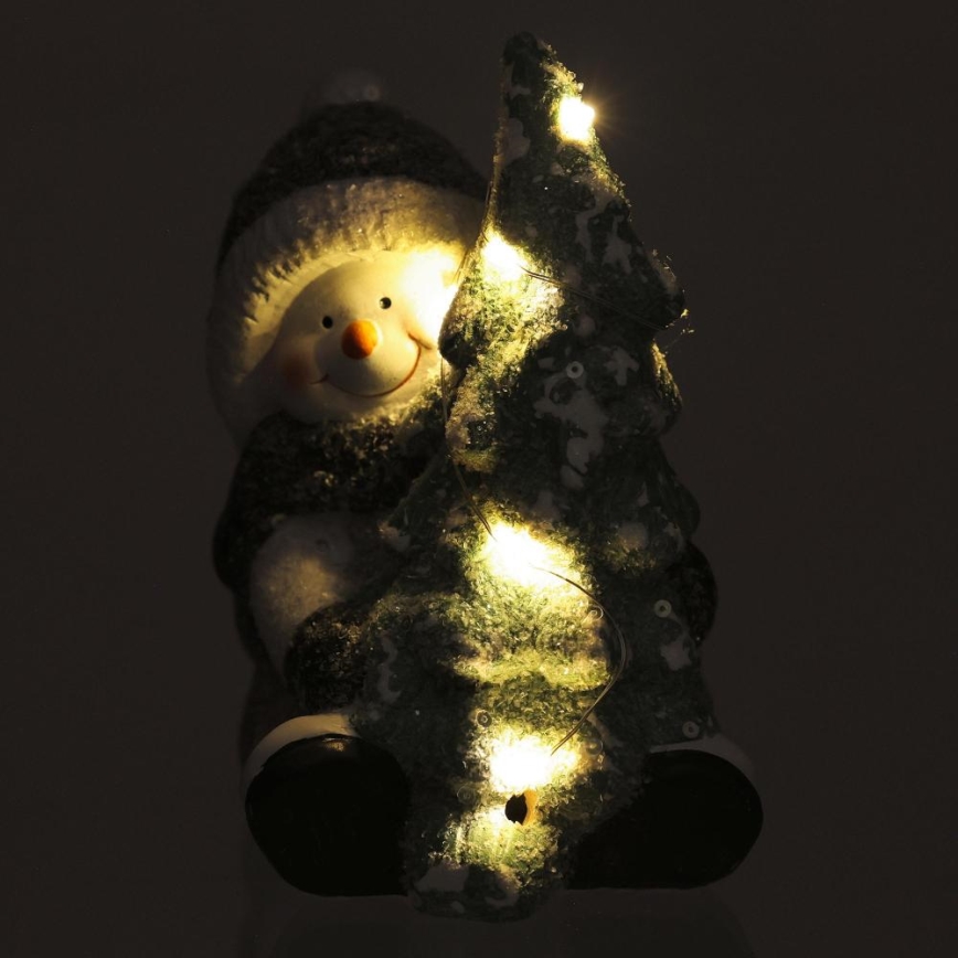 LED-Weihnachtsdekoration LED/2xLR44/warmweiβ Schneemann mit Baum