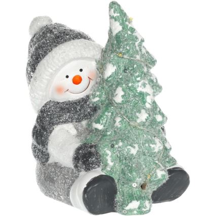 LED-Weihnachtsdekoration LED/2xLR44/warmweiβ Schneemann mit Baum