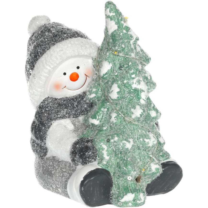 LED-Weihnachtsdekoration LED/2xLR44/warmweiβ Schneemann mit Baum