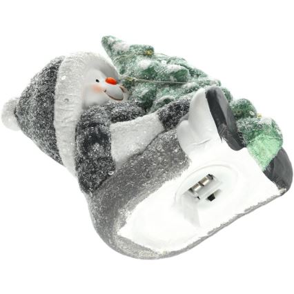 LED-Weihnachtsdekoration LED/2xLR44/warmweiβ Schneemann mit Baum