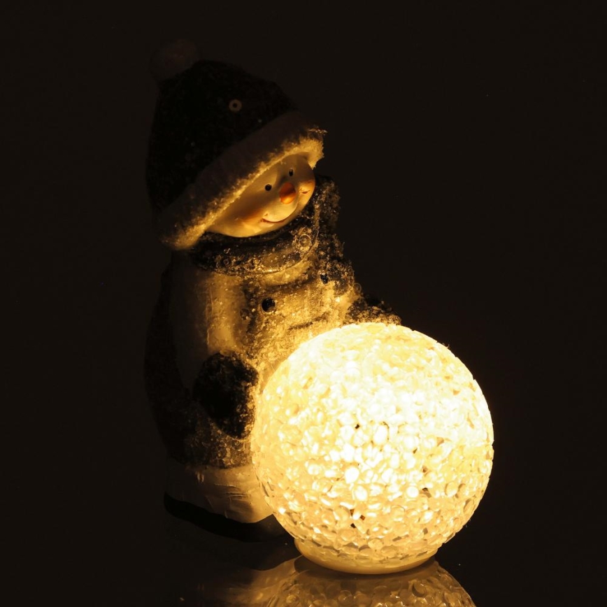 LED-Weihnachtsdekoration LED/2xLR44/warmweiβ Schneemann mit Schneeball