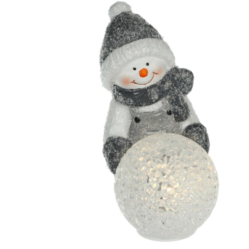 LED-Weihnachtsdekoration LED/2xLR44/warmweiβ Schneemann mit Schneeball