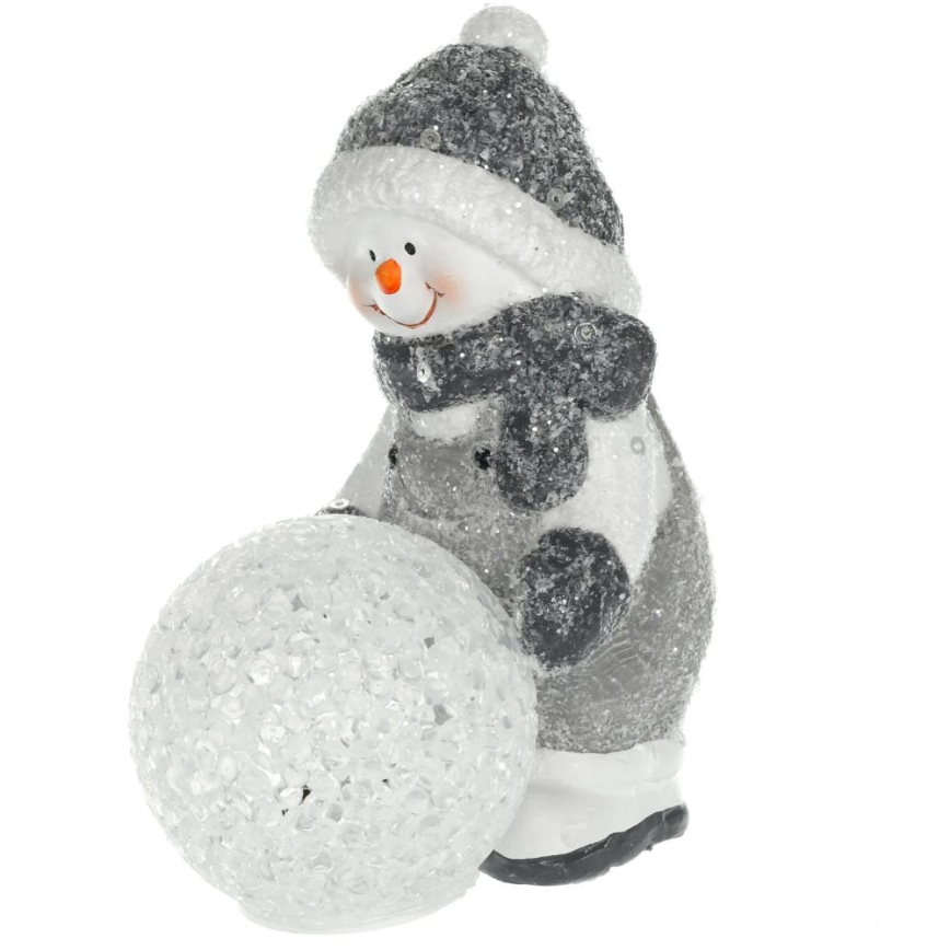 LED-Weihnachtsdekoration LED/2xLR44/warmweiβ Schneemann mit Schneeball