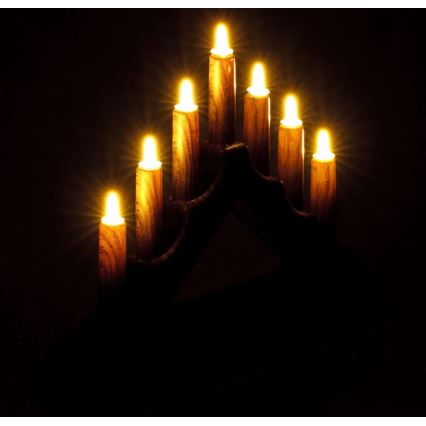 LED-Weihnachtskerzenständer 7xLED/2xAA warmweiß