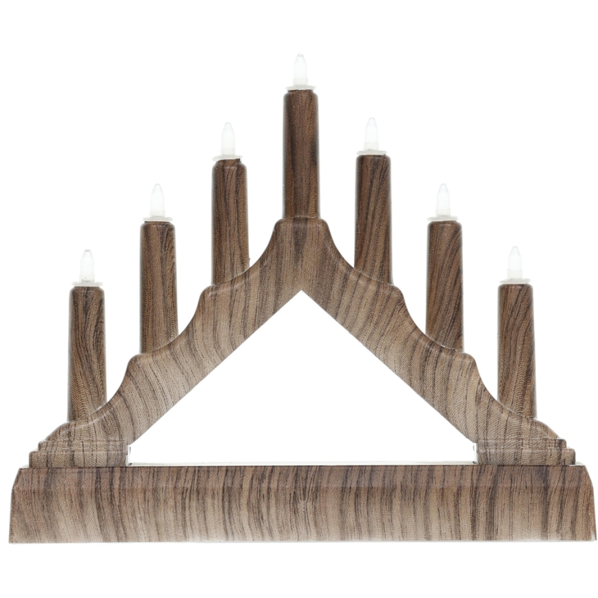 LED-Weihnachtskerzenständer 7xLED/2xAA warmweiß