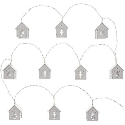 LED Weihnachtskette 10xLED/2xAA 2,3m warmweiß