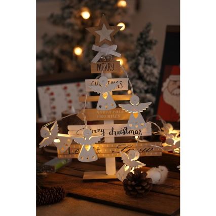 LED-Weihnachtskette 10xLED/2xAA/warmweiß 2m Engel