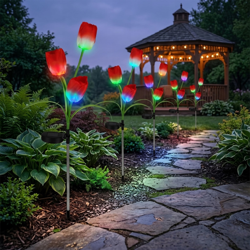 RGB-LED Solar-Dekorationsleuchte 3xLED/3,7V 200 mAh IP44 Tulpe