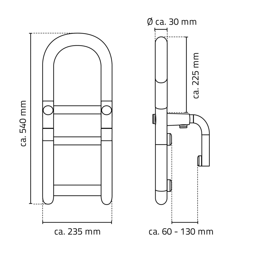 Ridder - Haltegriff für die Badewanne, 54 x 23,5 cm, weiß