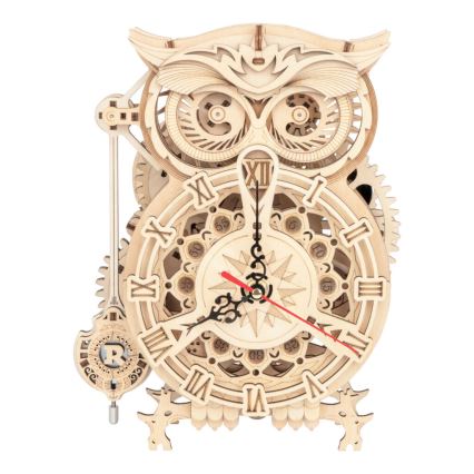 RoboTime - 3D mechanisches Holzpuzzle Eulen-Uhr 1xAA