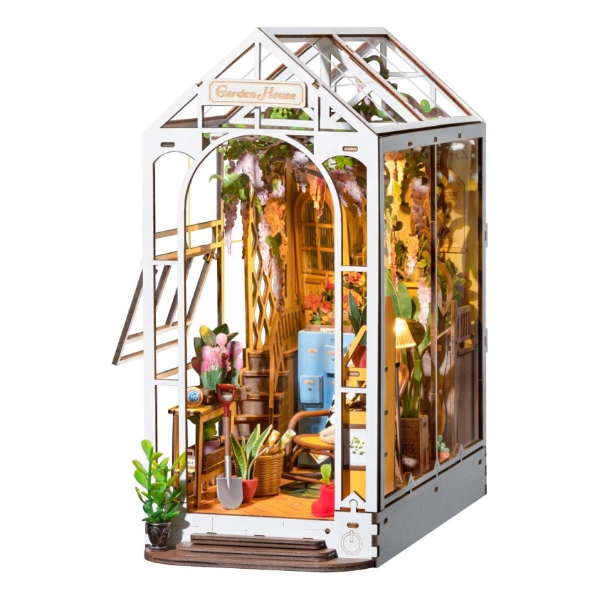 RoboTime - LED-Buchstütze Gartenhaus 3D puzzle 2xAAA