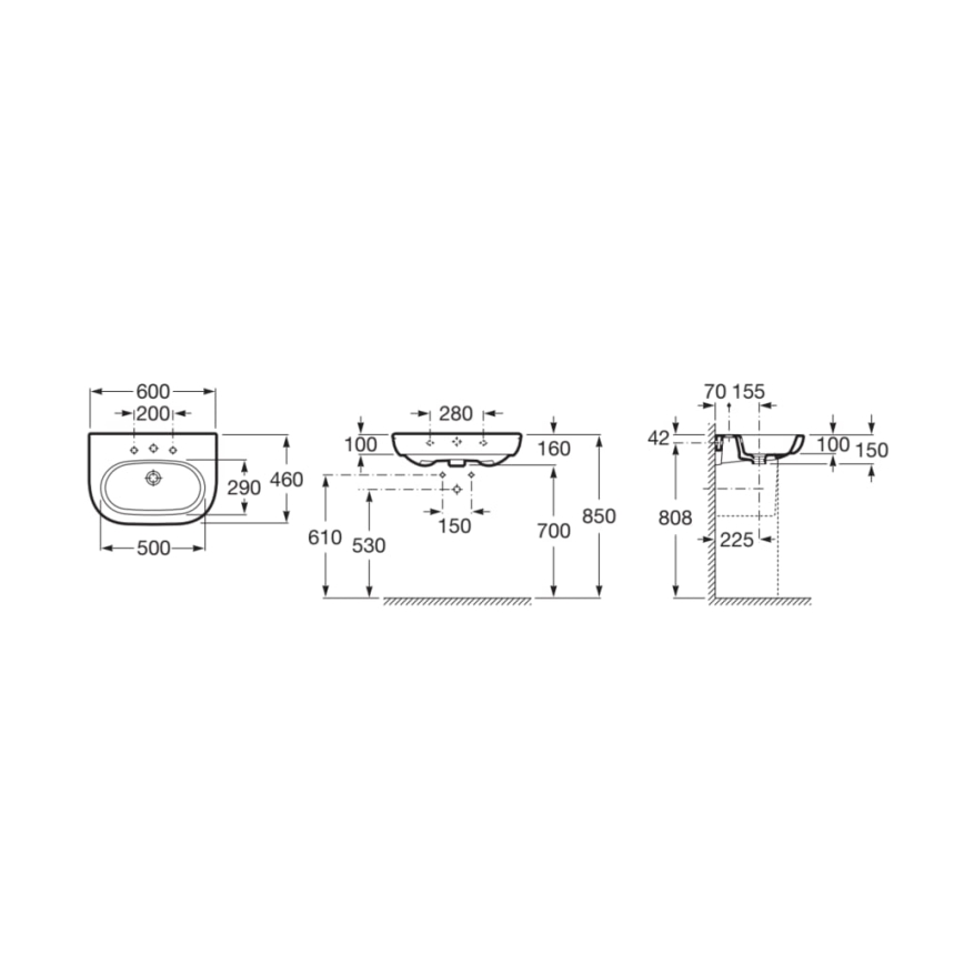 Roca A327242000 - Hängendes Waschbecken MERIDIAN 60x46 cm Keramik/Weiß