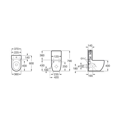 Roca A341242000 - Spülkasten MERIDIAN, unterer Zulauf, Keramik/weiß
