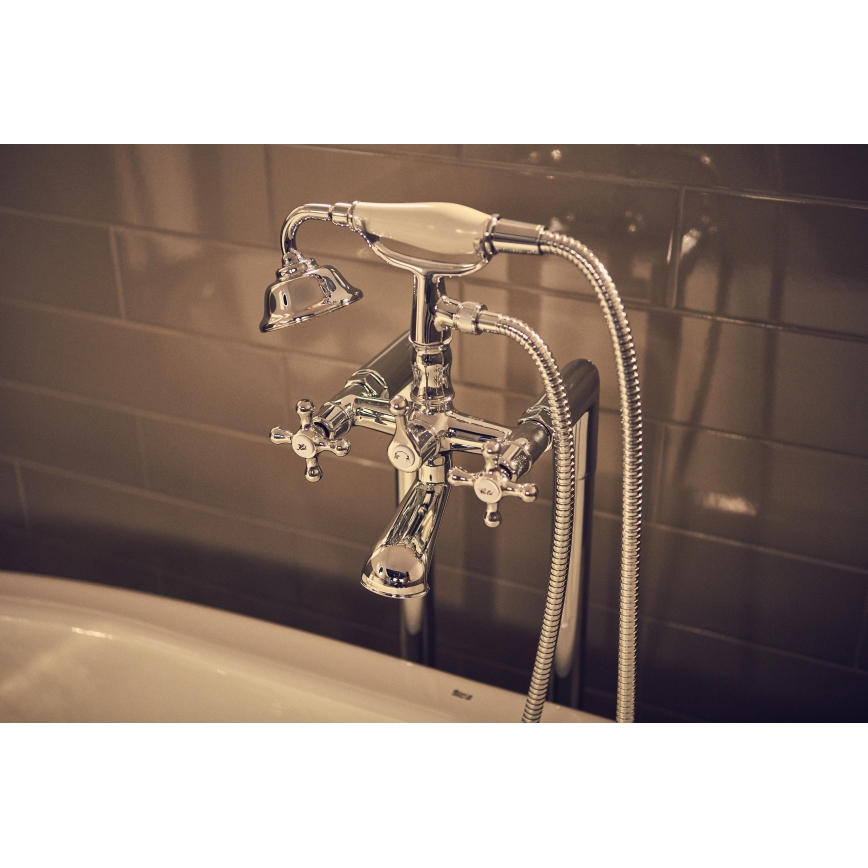 Roca A5A014BC00 - Badewannenset mit Wannenarmatur CARMEN RETRO, glänzender Chrom