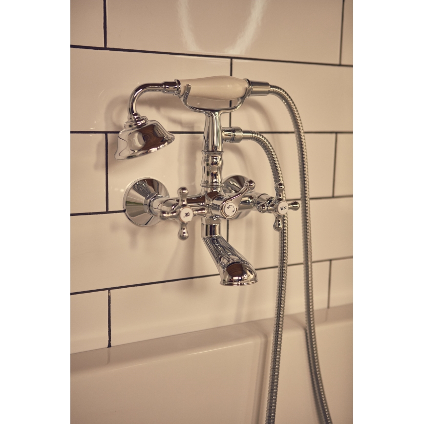 Roca A5A014BC00 - Badewannenset mit Wannenarmatur CARMEN RETRO, glänzender Chrom