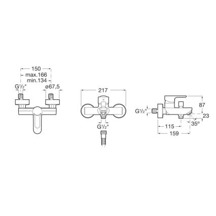 Roca A5A0209C00 - Badewannenarmatur L20 Hochglanzchrom
