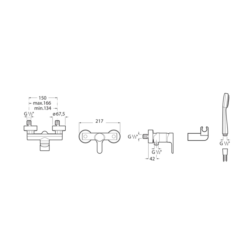 Roca A5A2009C02 - Duschgarnitur mit Mischbatterie L20, glänzendes Chrom
