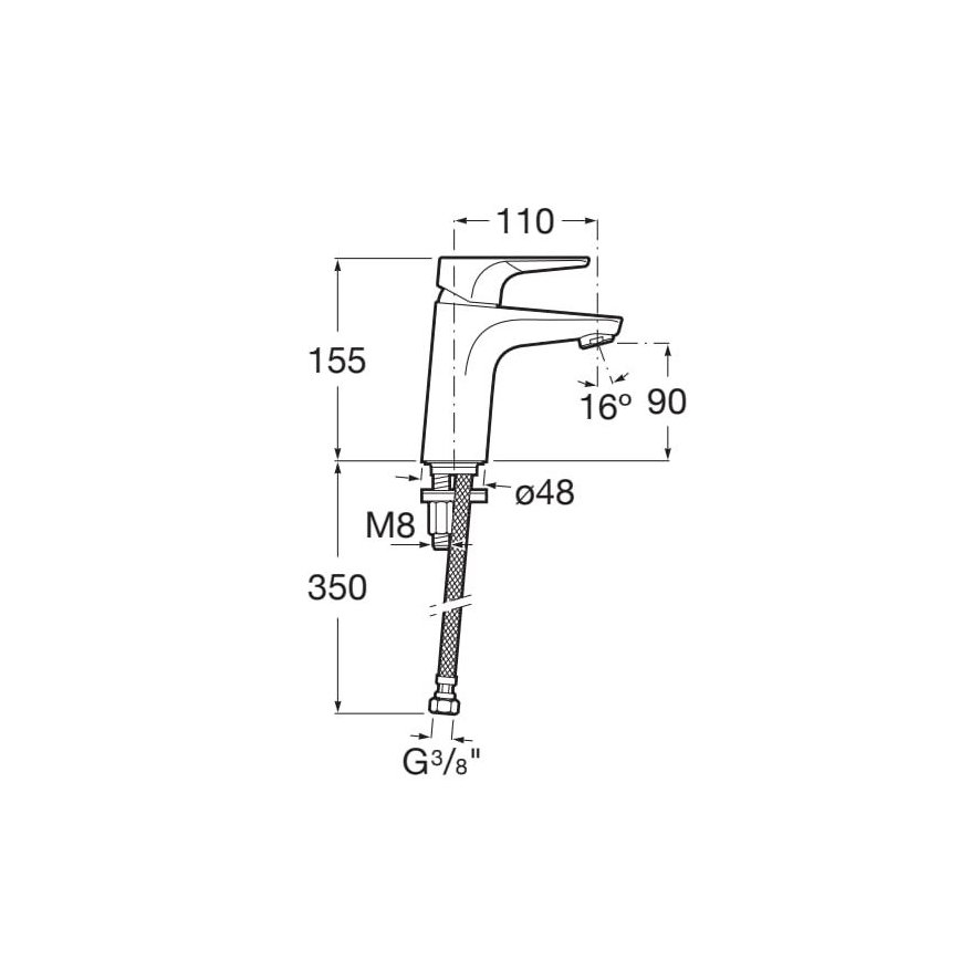 Roca A5A3290C00 - Waschtischarmatur ATLAS 15,5 cm Cold Start/glänzender Chrom