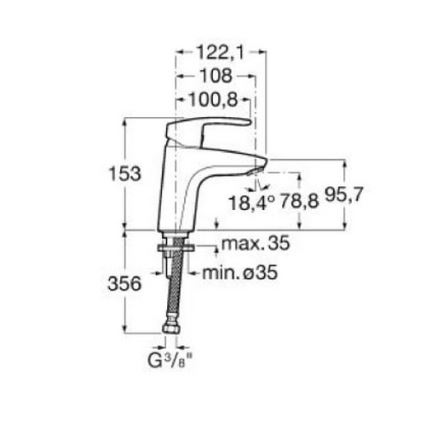 Roca A5A3298C00 - Waschtischarmatur MONODIN 15,3 cm glänzender Chrom