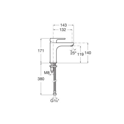 Roca A5A3B09C00 - Waschtischarmatur L20 17,1 cm Hochglanz-Chrom