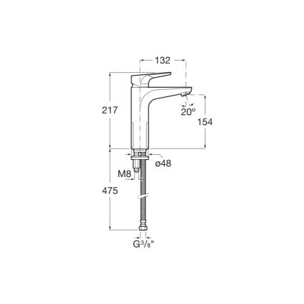 Roca A5A3D90C00 - Waschtischarmatur ATLAS 21,7 cm, glänzender Chrom