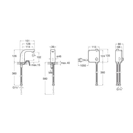 Roca A5A5709C00 - Berührungslose Waschtischarmatur L20 230V Hochglanzchrom