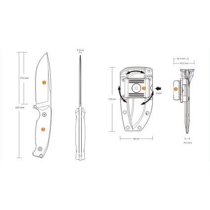 Ruike RUJF118B - Knife JAGER 22,3 cm schwarz