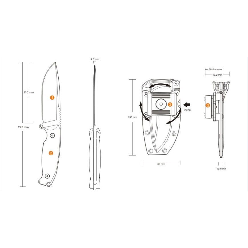 Ruike RUJF118B - Knife JAGER 22,3 cm schwarz