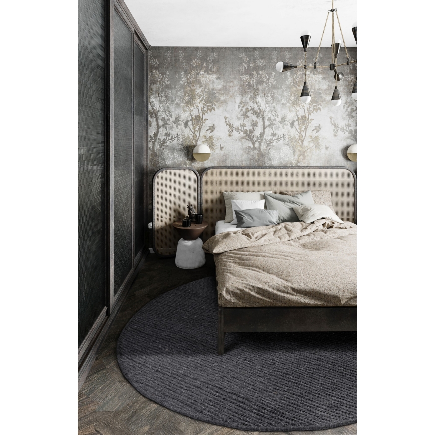 Runder Naturteppich FIR WOOL 160 cm 2600 g/m2 Anthrazit