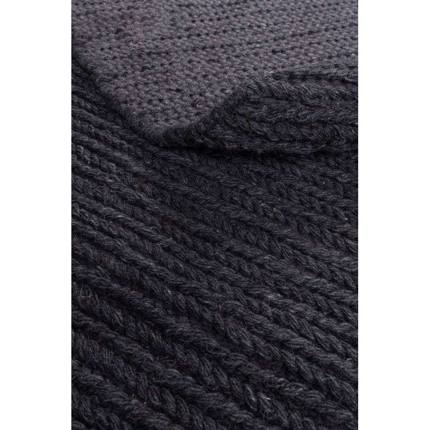 Runder Naturteppich FIR WOOL 160 cm 2600 g/m2 Anthrazit