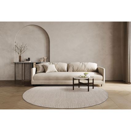 Runder Naturteppich FIR WOOL, Ø 160 cm, 2600 g/m², creme