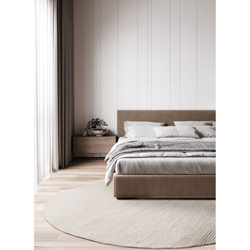 Runder Naturteppich FIR WOOL, Ø 160 cm, 2600 g/m², creme