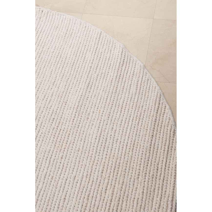 Runder Naturteppich FIR WOOL, Ø 160 cm, 2600 g/m², creme